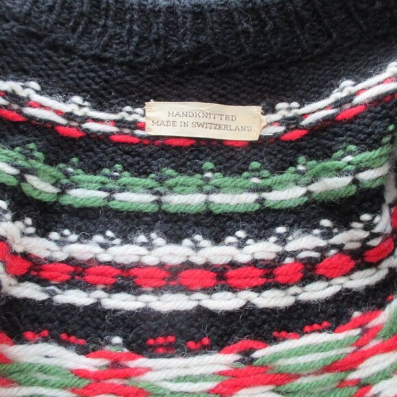 Wool Cardigan Sweater Hand Knit Made in Switzerland Icelandic Nordic Style - Picture 9 of 13